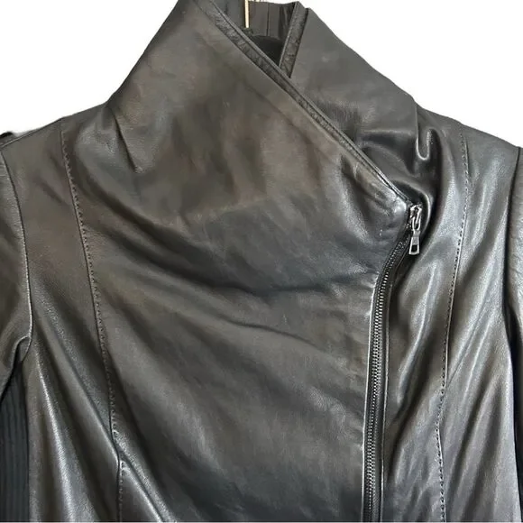 VINCE. Scuba Black 100% Leather Jacket Size XS